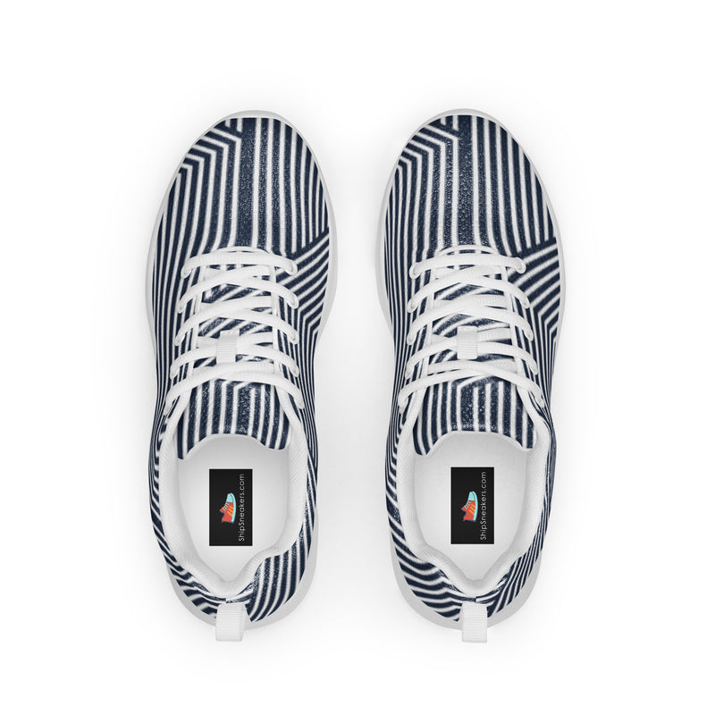 Navy Pinstripe Athletic #6 - Back View | HA!LO Canvas Sneakers