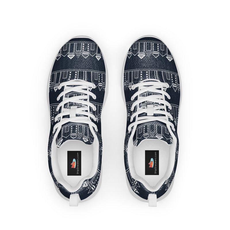City Skyline Navy Athletic #17 - Back View | HA!LO Canvas Sneakers