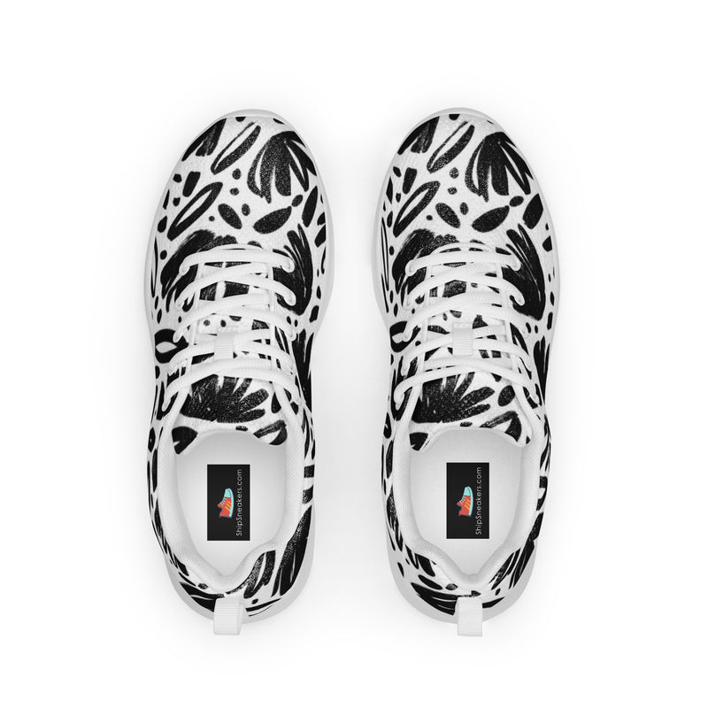 Monochrome Floral Athletic #20 - Back View | HA!LO Canvas Sneakers