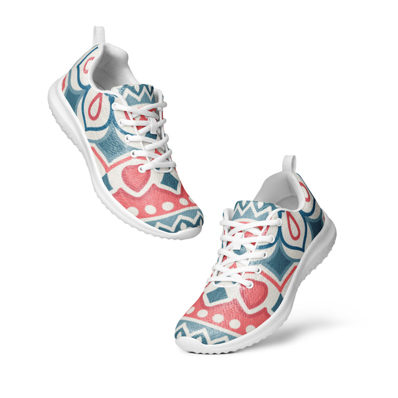 Coral Paisley Art Athletic #26 - Top Down View | HA!LO Canvas Sneakers