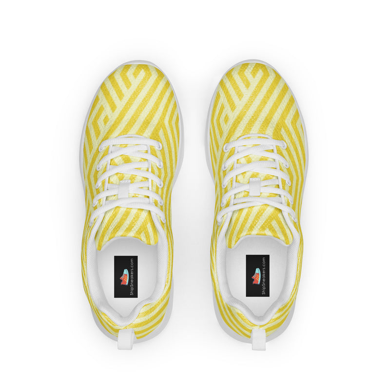 Yellow Geometric Athletic #43 - Back View | HA!LO Canvas Sneakers