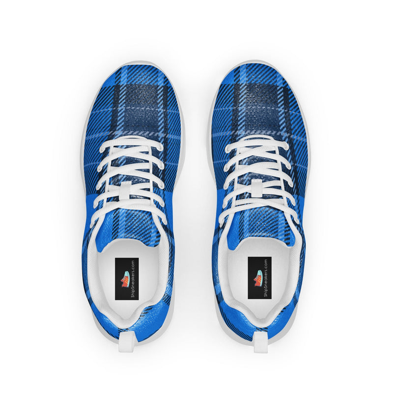 Royal Blue Plaid Athletic #49 - Back View | HA!LO Canvas Sneakers