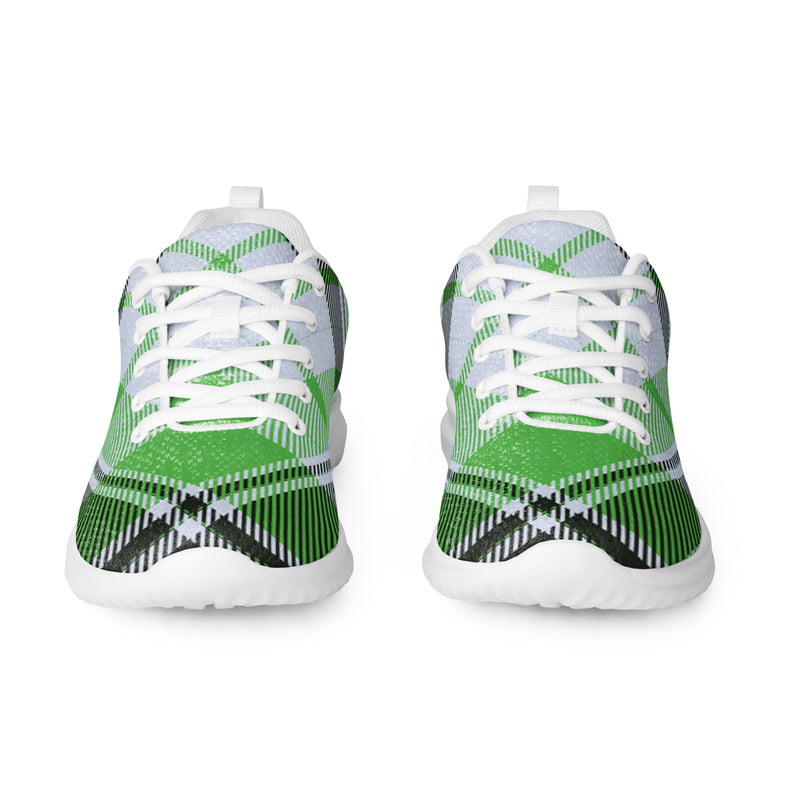 Green Tartan Athletic #53 - Front View | HA!LO Canvas Sneakers