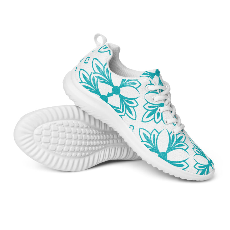 Teal Hibiscus Athletic #55 - Canvas High Top Sneakers | HA!LO