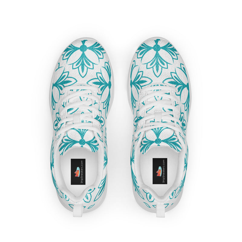 Teal Hibiscus Athletic #55 - Back View | HA!LO Canvas Sneakers