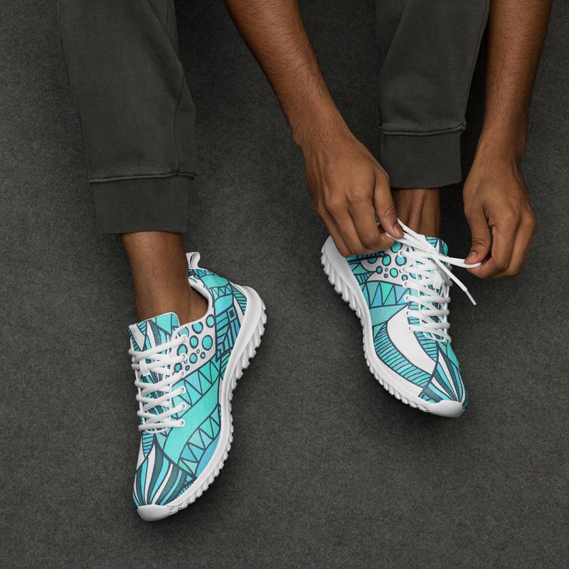 Teal Doodle Athletic #57 - Opposite Side | HA!LO Canvas Sneakers