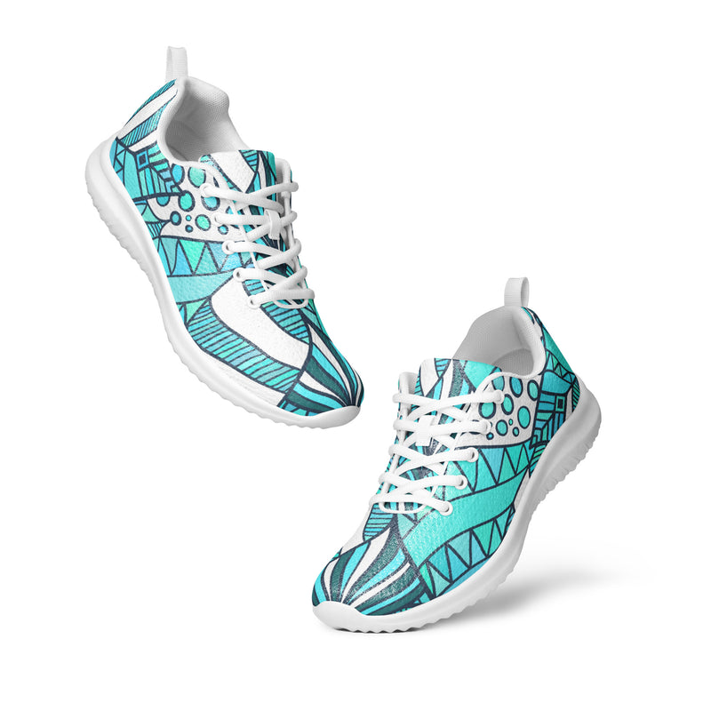 Teal Doodle Athletic #57 - Top Down View | HA!LO Canvas Sneakers