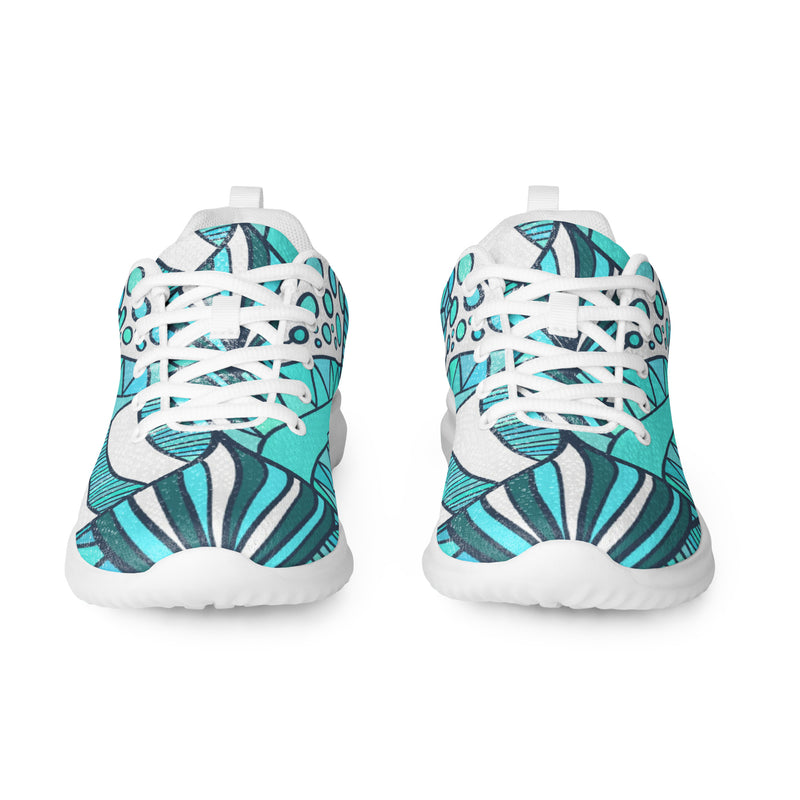 Teal Doodle Athletic #57 - Front View | HA!LO Canvas Sneakers