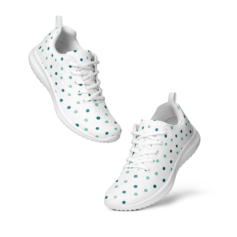 Teal Dot Scatter Athletic #63 - Top Down View | HA!LO Canvas Sneakers