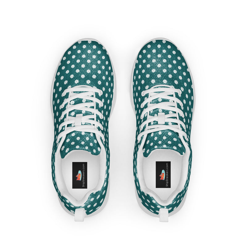 Teal Polka Large Athletic #65 - Back View | HA!LO Canvas Sneakers