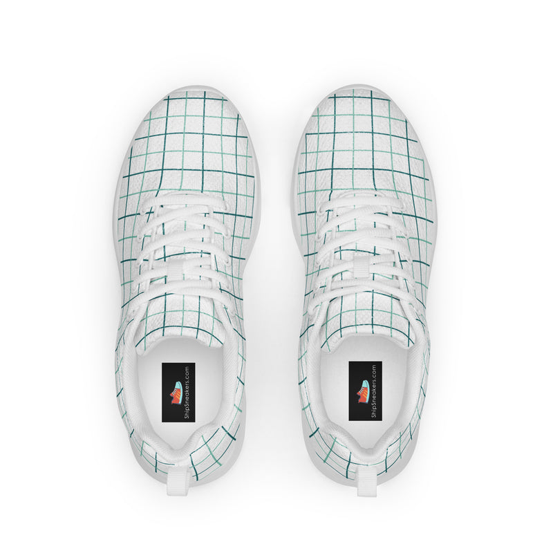 Teal Grid Athletic #66 - Back View | HA!LO Canvas Sneakers