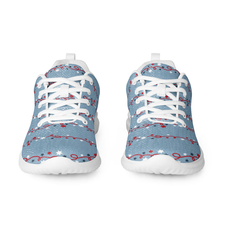 Blue Floral Vine Athletic #68 - Front View | HA!LO Canvas Sneakers