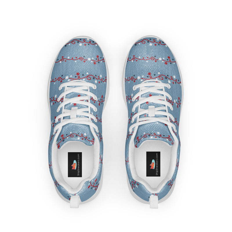 Blue Floral Vine Athletic #68 - Back View | HA!LO Canvas Sneakers