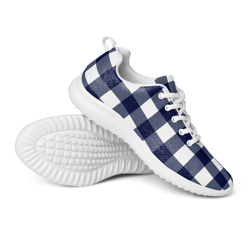 Navy Buffalo Check Athletic #71 - Canvas High Top Sneakers | HA!LO