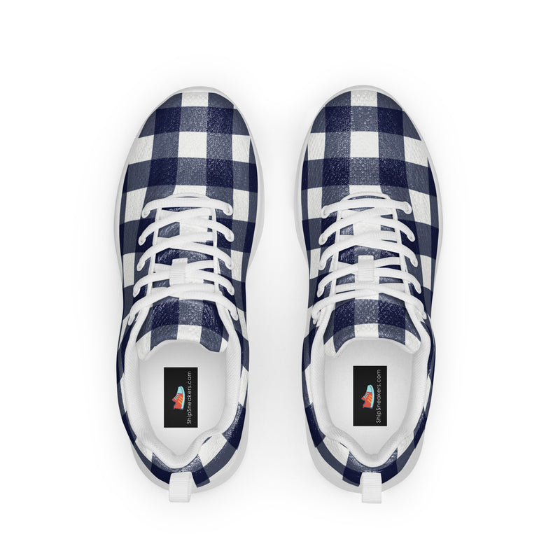 Navy Buffalo Check Athletic #71 - Back View | HA!LO Canvas Sneakers