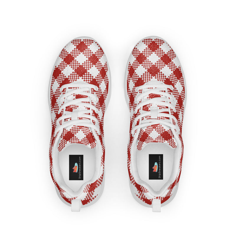 Red Gingham Buffalo Athletic #84 - Back View | HA!LO Canvas Sneakers