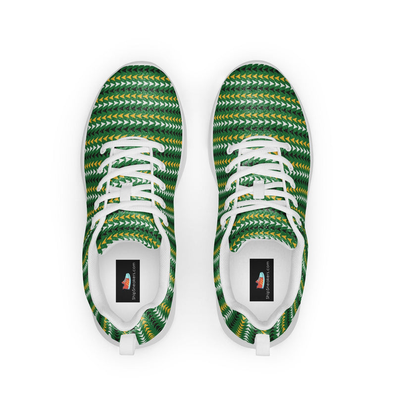 Green Knit Stripe Athletic #86 - Back View | HA!LO Canvas Sneakers
