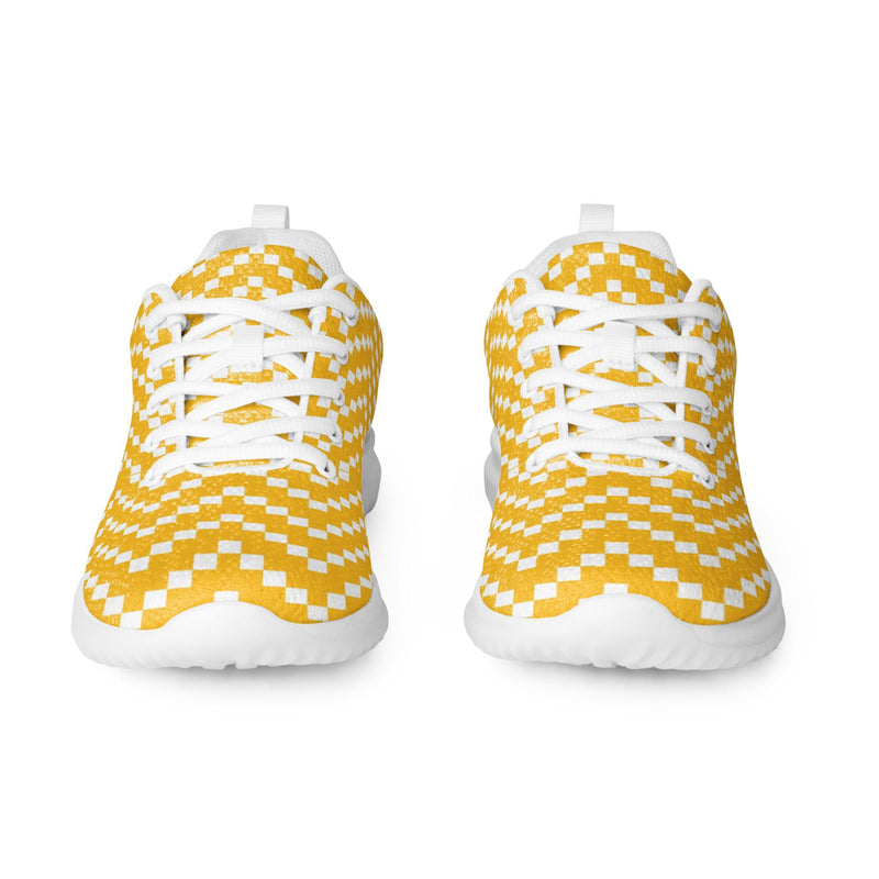 Yellow Arrow Dot Athletic #87 - Front View | HA!LO Canvas Sneakers