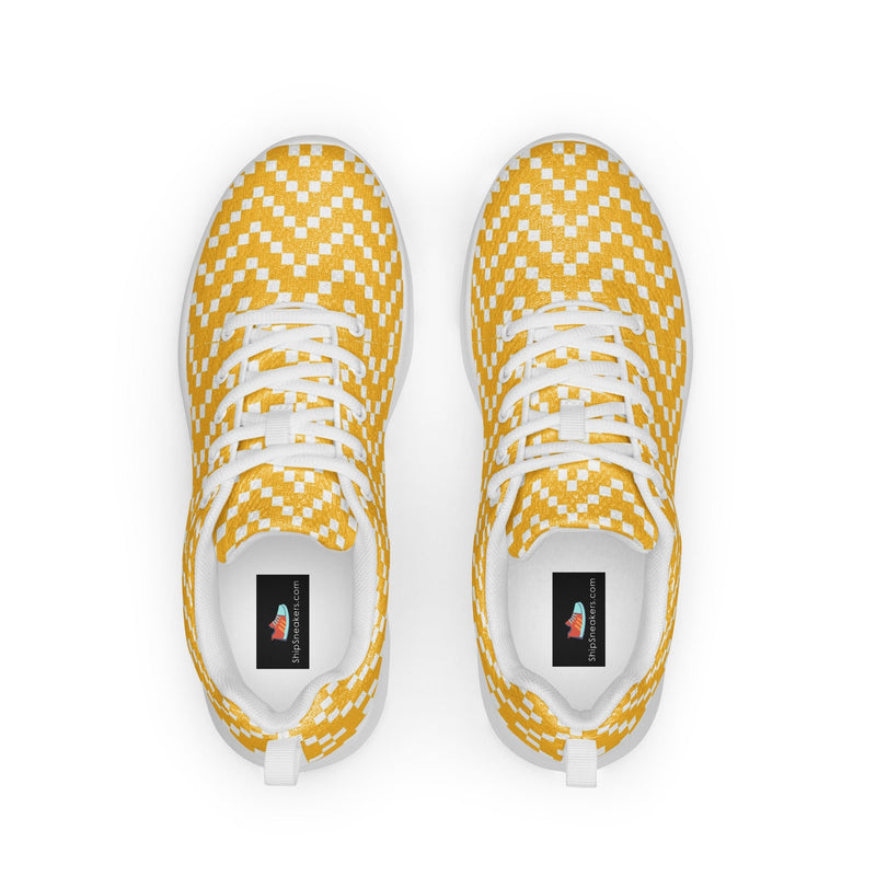 Yellow Arrow Dot Athletic #87 - Back View | HA!LO Canvas Sneakers