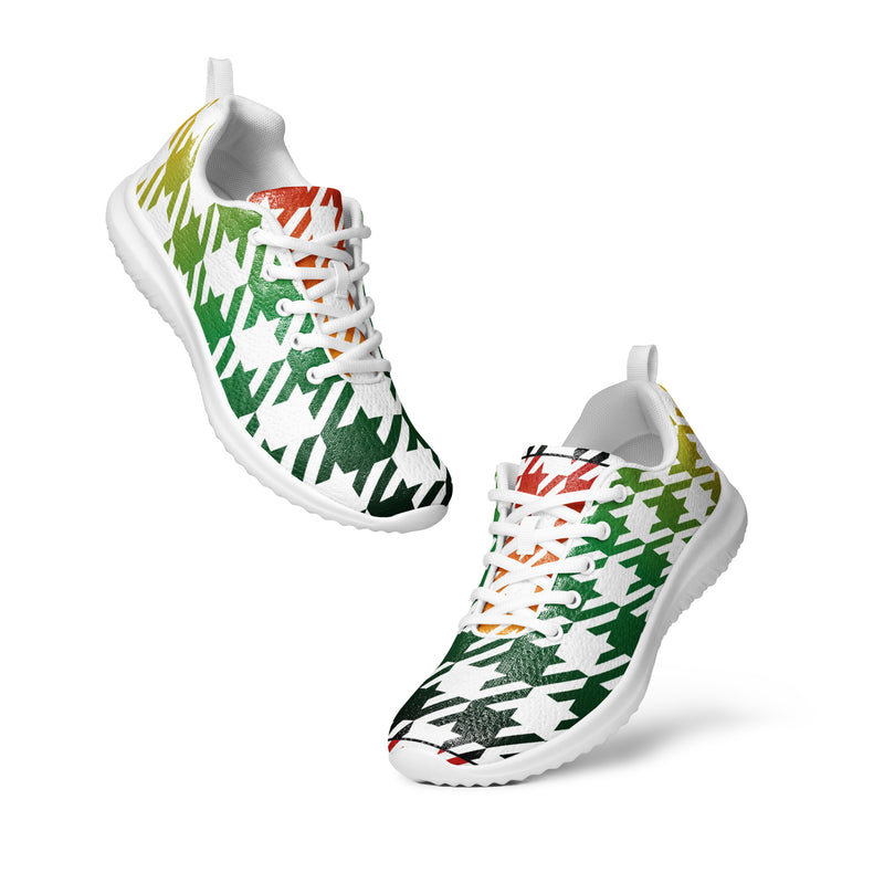 Green Abstract Leaf Athletic #80 - Top Down View | HA!LO Canvas Sneakers