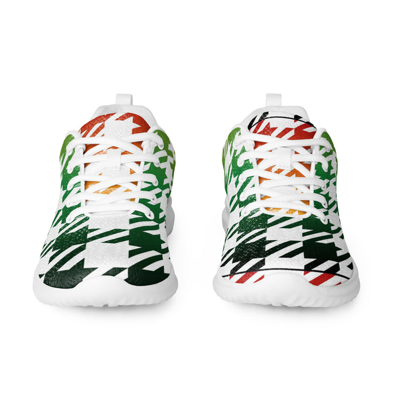 Green Abstract Leaf Athletic #80 - Front View | HA!LO Canvas Sneakers