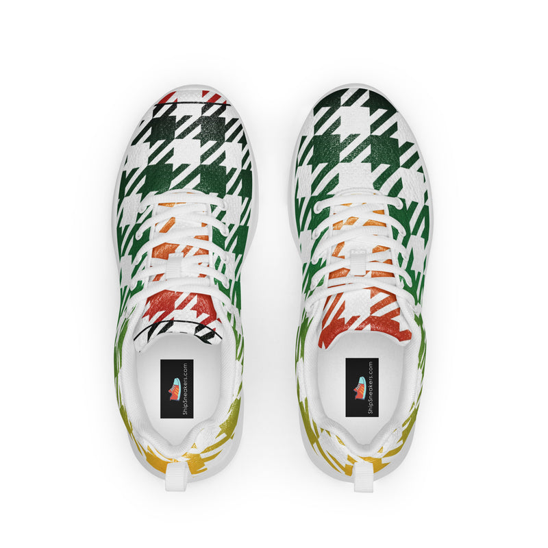 Green Abstract Leaf Athletic #80 - Back View | HA!LO Canvas Sneakers