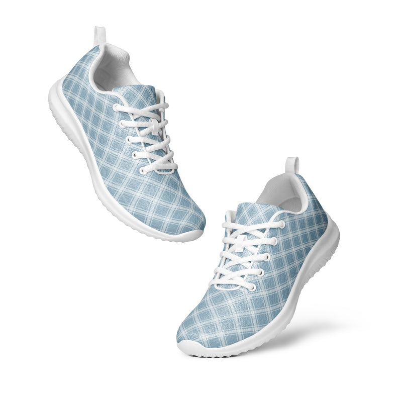 Powder Blue Check Athletic #92 - Top Down View | HA!LO Canvas Sneakers