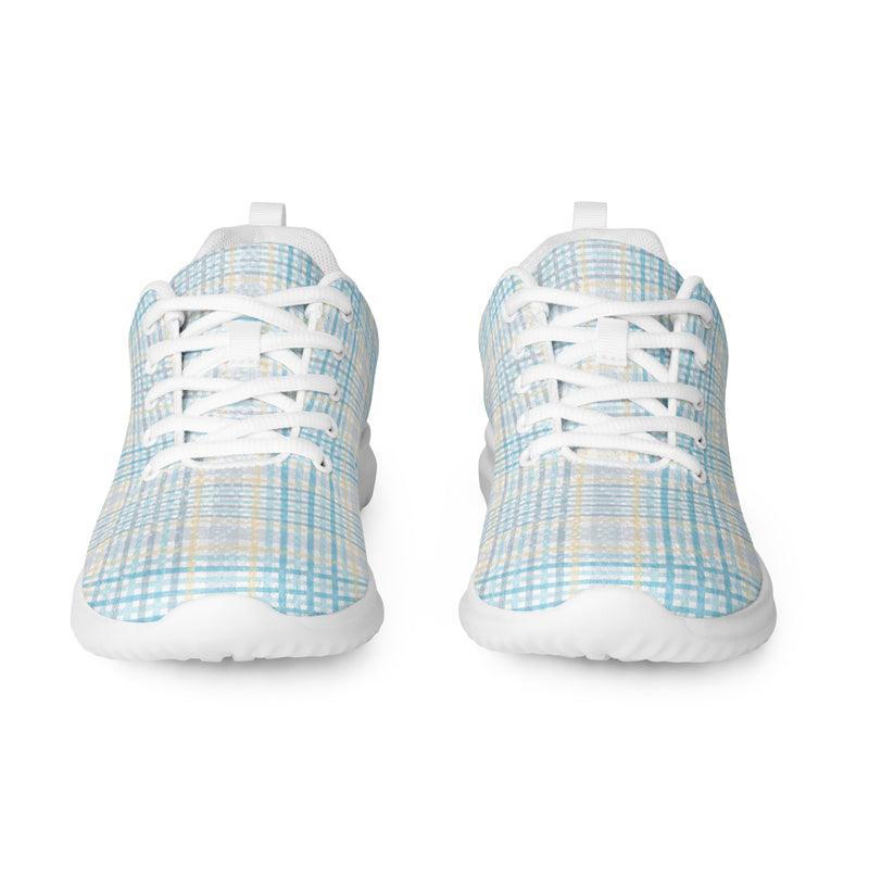 Ice Blue Grid Athletic #98 - Front View | HA!LO Canvas Sneakers