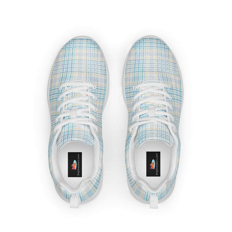 Ice Blue Grid Athletic #98 - Back View | HA!LO Canvas Sneakers