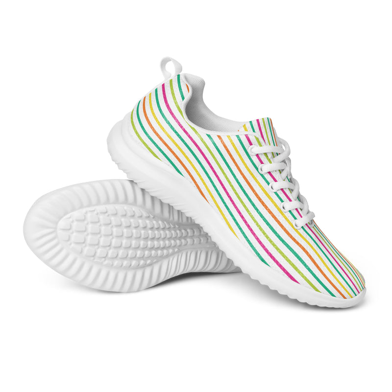 Rainbow Pastel Stripe Athletic #102 - Canvas High Top Sneakers | HA!LO