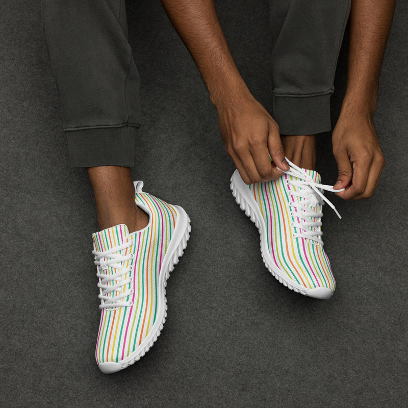 Rainbow Pastel Stripe Athletic #102 - Opposite Side | HA!LO Canvas Sneakers