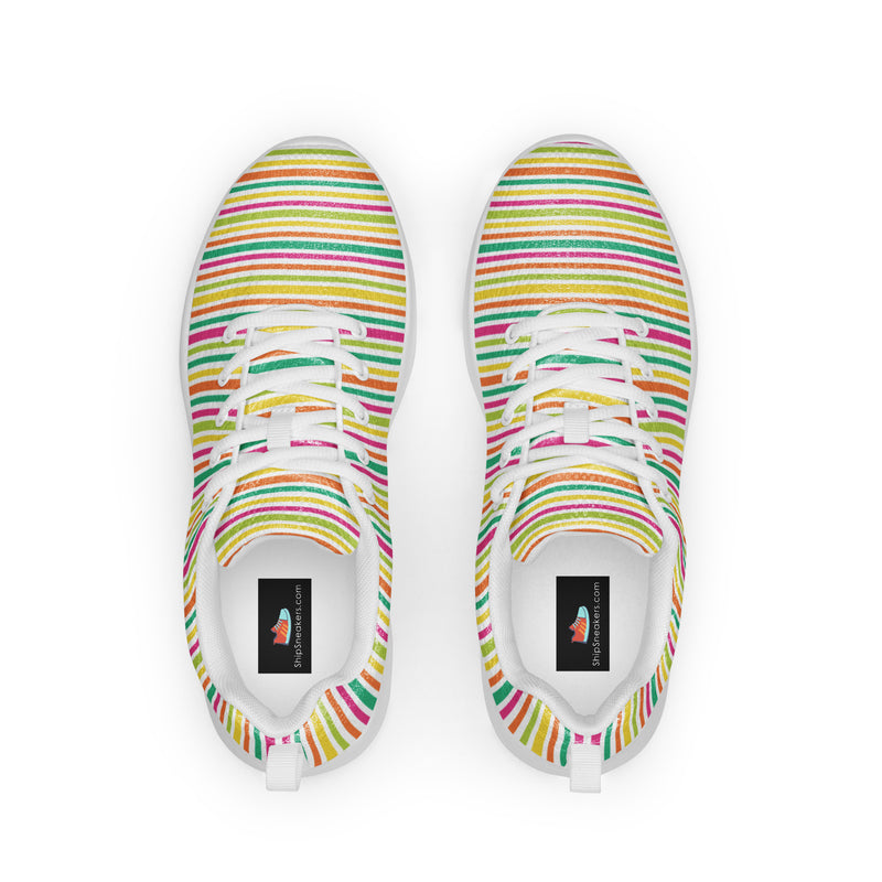 Pastel Rainbow Stripe Athletic #105 - Back View | HA!LO Canvas Sneakers
