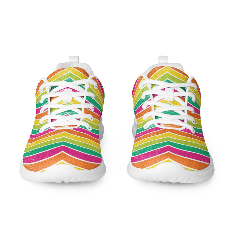 Rainbow Chevron Athletic #108 - Front View | HA!LO Canvas Sneakers