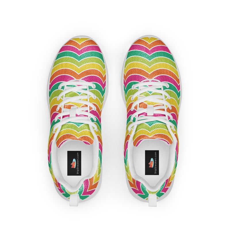 Rainbow Chevron Athletic #108 - Back View | HA!LO Canvas Sneakers