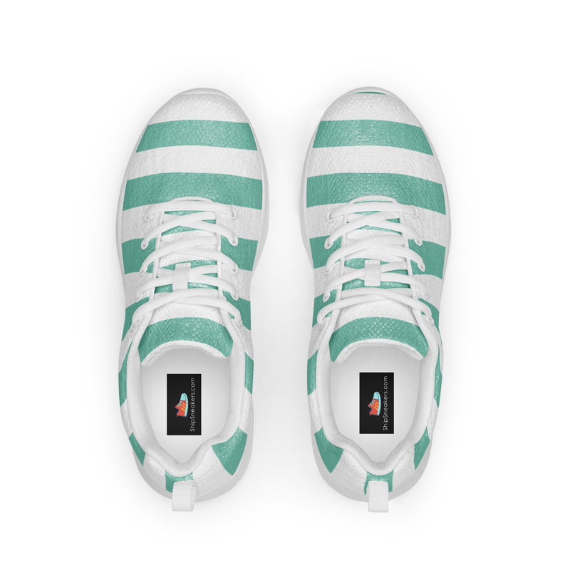 Mint Wide Stripe Athletic #117 - Back View | HA!LO Canvas Sneakers