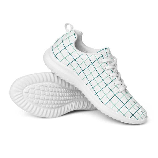 HA!LO Teal Windowpane — Men's Canvas Athletic Sneaker