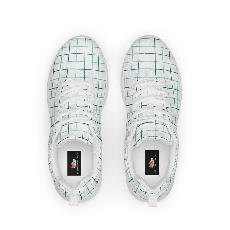 Teal Windowpane Athletic #118 - Back View | HA!LO Canvas Sneakers