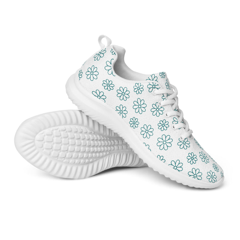 Teal Flower Doodle Athletic #119 - Canvas High Top Sneakers | HA!LO