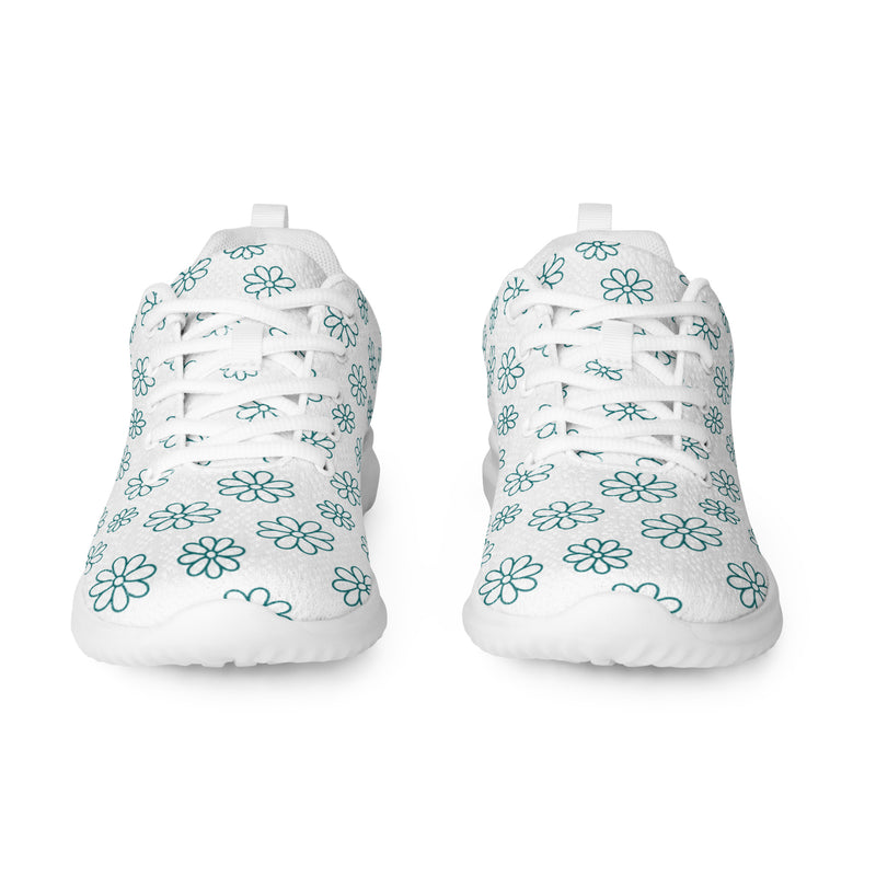 Teal Flower Doodle Athletic #119 - Front View | HA!LO Canvas Sneakers