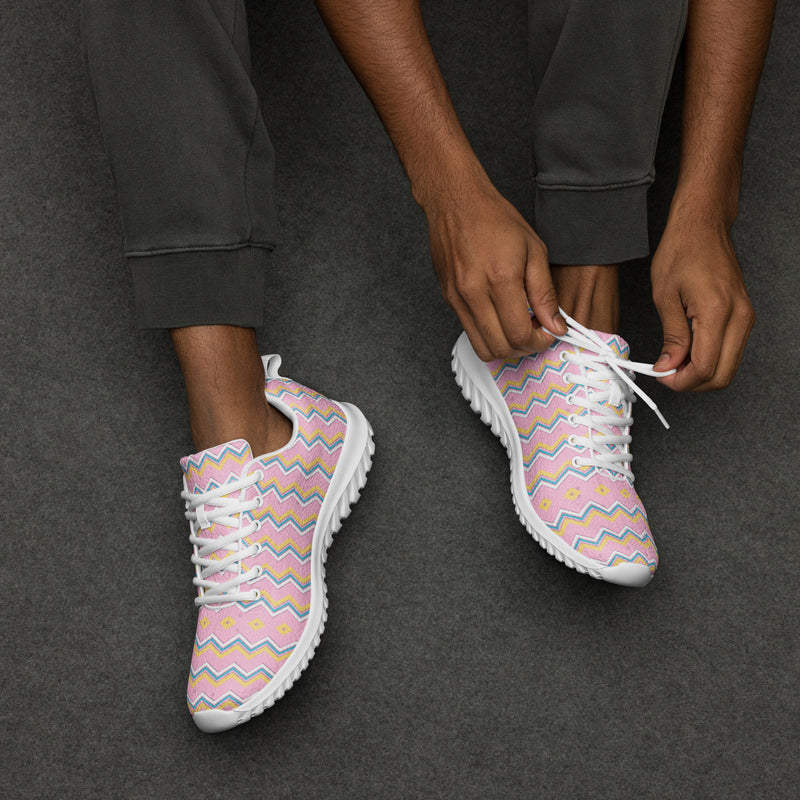 Pink Chevron Athletic #136 - Opposite Side | HA!LO Canvas Sneakers