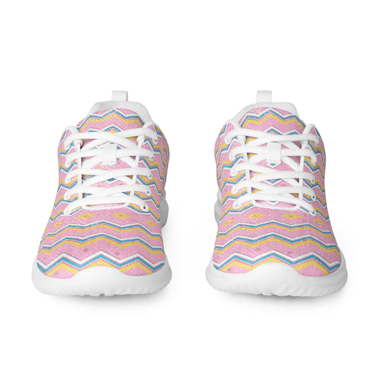 Pink Chevron Athletic #136 - Front View | HA!LO Canvas Sneakers