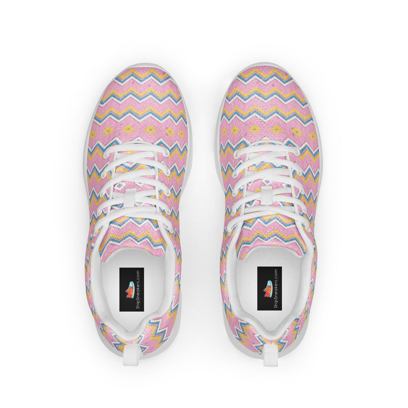 Pink Chevron Athletic #136 - Back View | HA!LO Canvas Sneakers