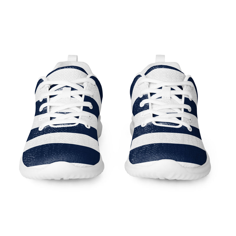 Navy Wide Stripe Athletic #142 - Front View | HA!LO Canvas Sneakers
