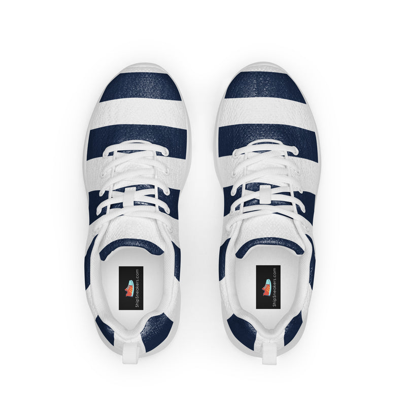 Navy Wide Stripe Athletic #142 - Back View | HA!LO Canvas Sneakers