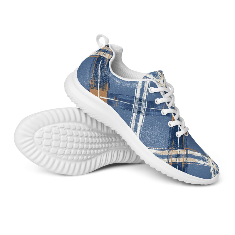 Blue Gold Check Athletic #151 - Canvas High Top Sneakers | HA!LO