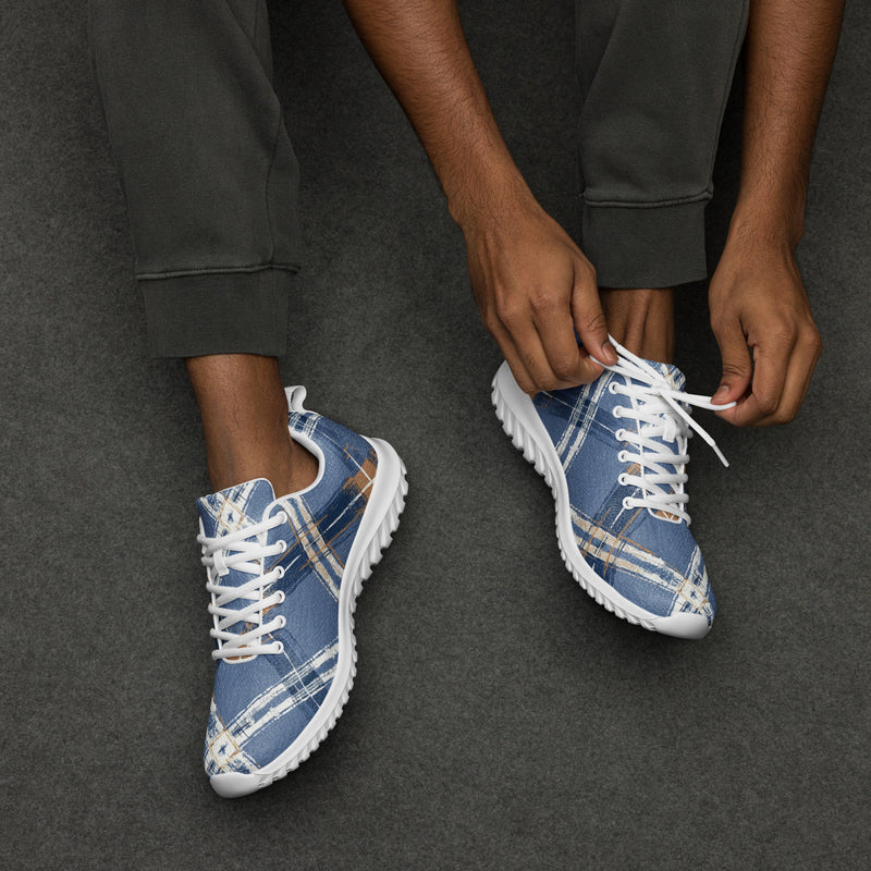 Blue Gold Check Athletic #151 - Opposite Side | HA!LO Canvas Sneakers