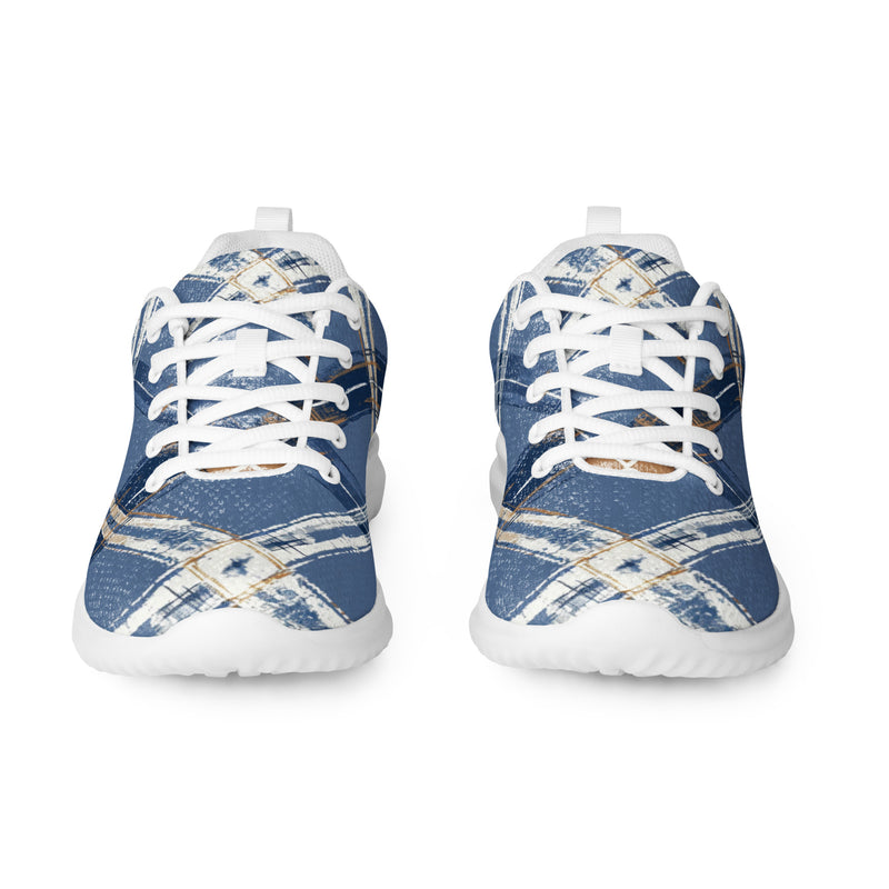 Blue Gold Check Athletic #151 - Front View | HA!LO Canvas Sneakers