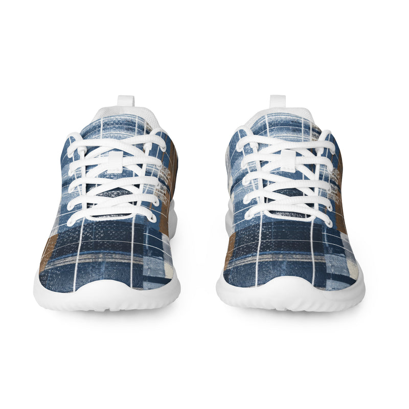 Country Blue Plaid Athletic #154 - Front View | HA!LO Canvas Sneakers