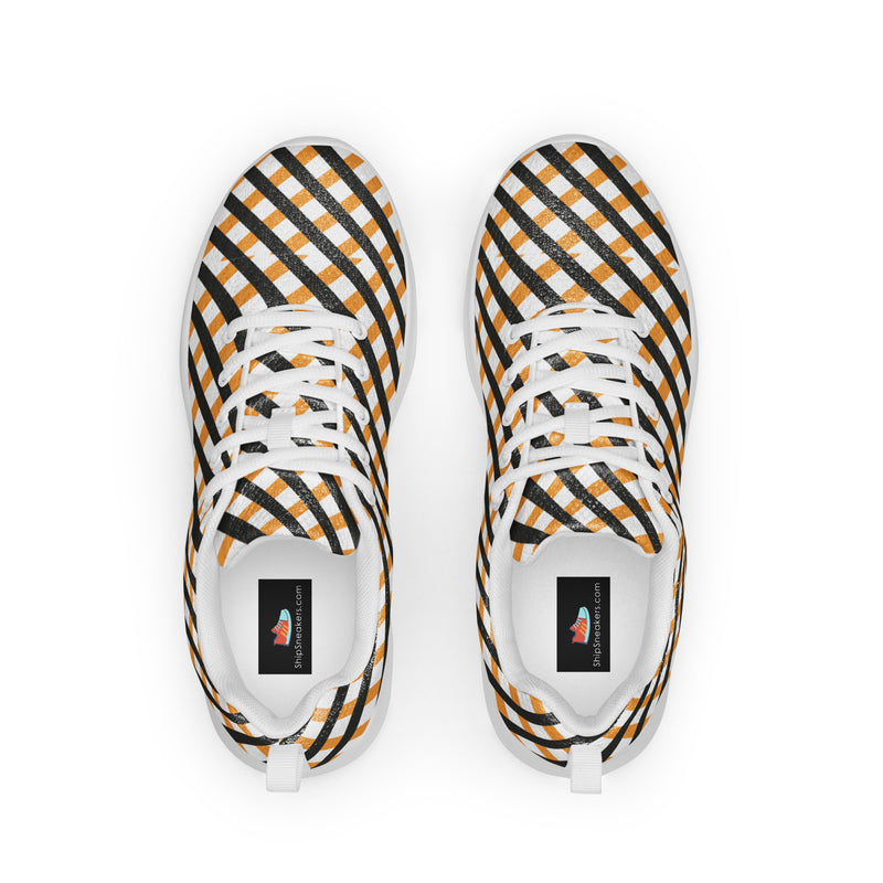Mustard Buffalo Check Athletic #157 - Back View | HA!LO Canvas Sneakers