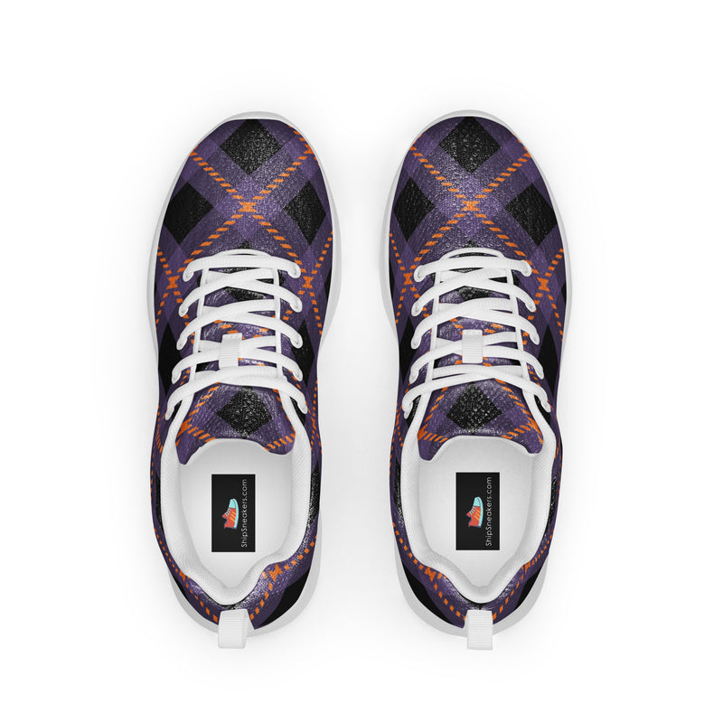 Navy Purple Plaid Athletic #178 - Back View | HA!LO Canvas Sneakers